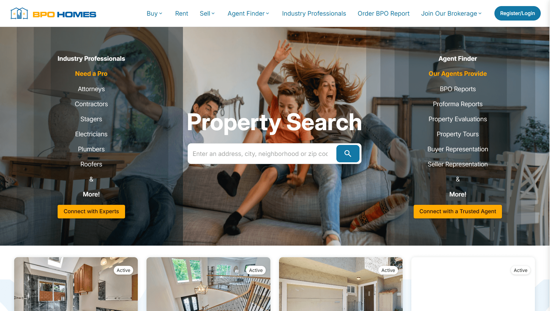 BPO Homes - Frontend web development project screenshot